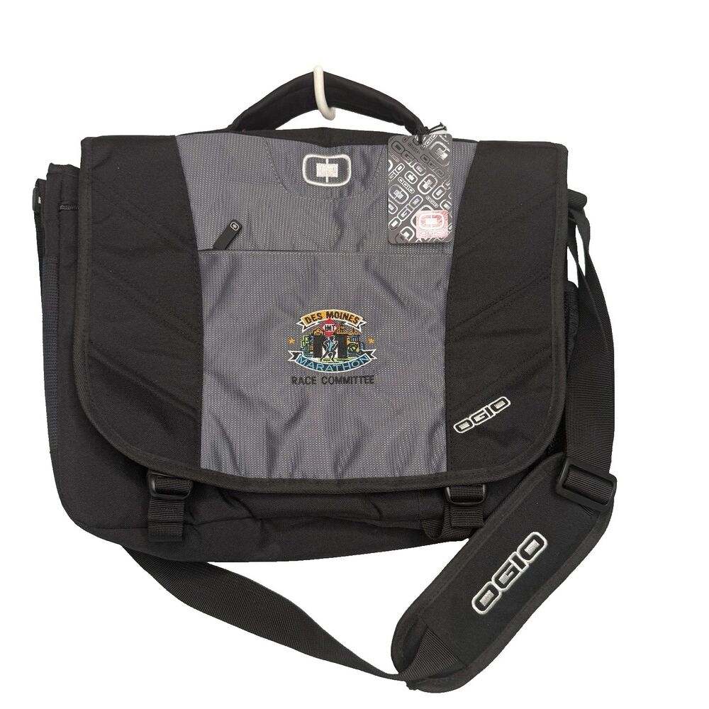 OGIO Upton Laptop Messenger Bag Black Model 417015 Des Moines Marathon Logo